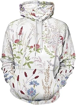GIVENCHY / FLORAL HOODIE/パーカー/XL/コットン/WHT/花柄/BW70643Z39 Amazon.com: JJoias Wild-flowers-plants-pattern Hoodie Sweatshirt